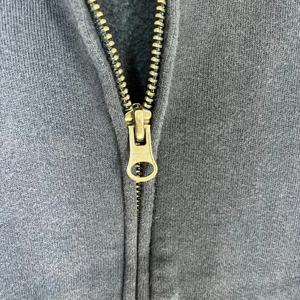 Polo Ralph Lauren Blue Zip Up Hoodie Boys M Youth Preppy Y2K Loungewear Classic